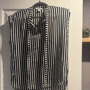 Bar III Vertical Stripe Collared Sleeveless Top